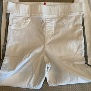 Spanx white distressed/ tuxedo stripe
